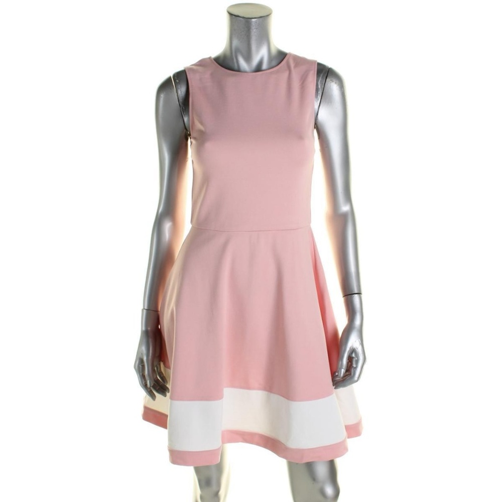 Aqua  Womens Pink Colorblock A-Line Sleeveless